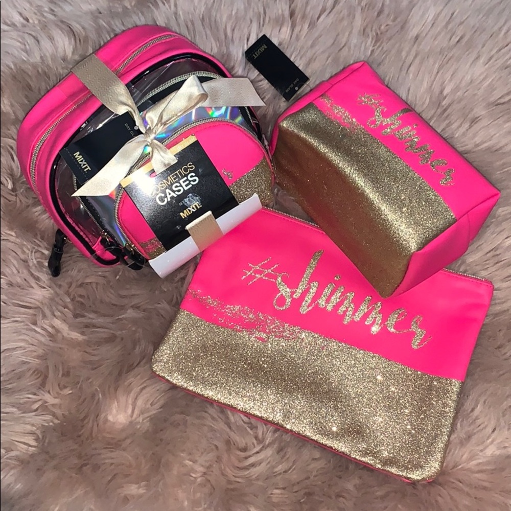 #SHIMMMER Pink and Gold Cosmetic Bags